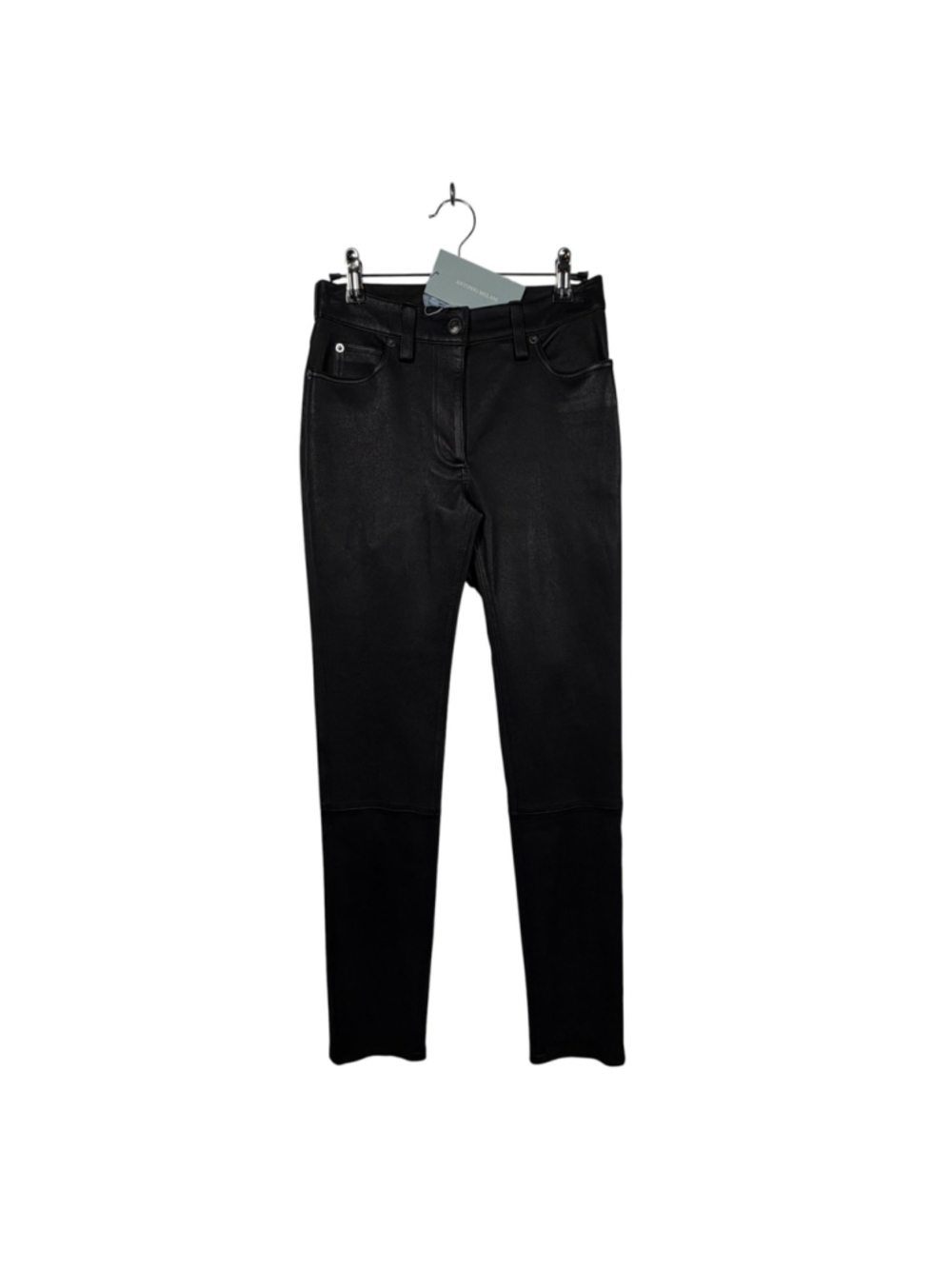 Antonio Melani Skinny Pants Black Genuine Leather Water Resistance Womens 0